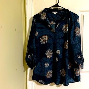 Rebecca Malone long sleeve button down top for women. Size L